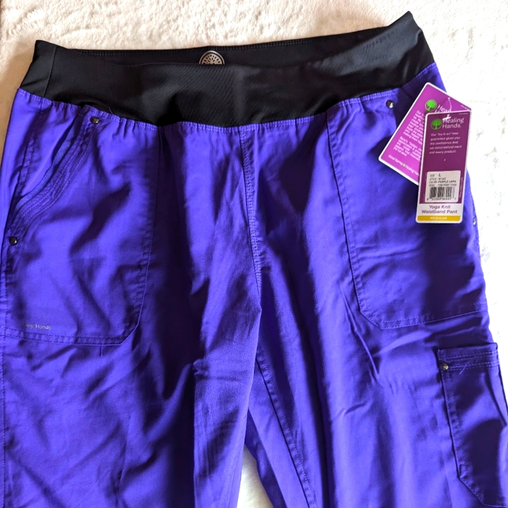NWT Healing Hands scrub pants purple size L